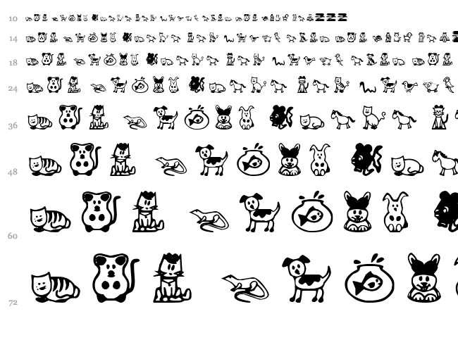 Pet Animals font waterfall